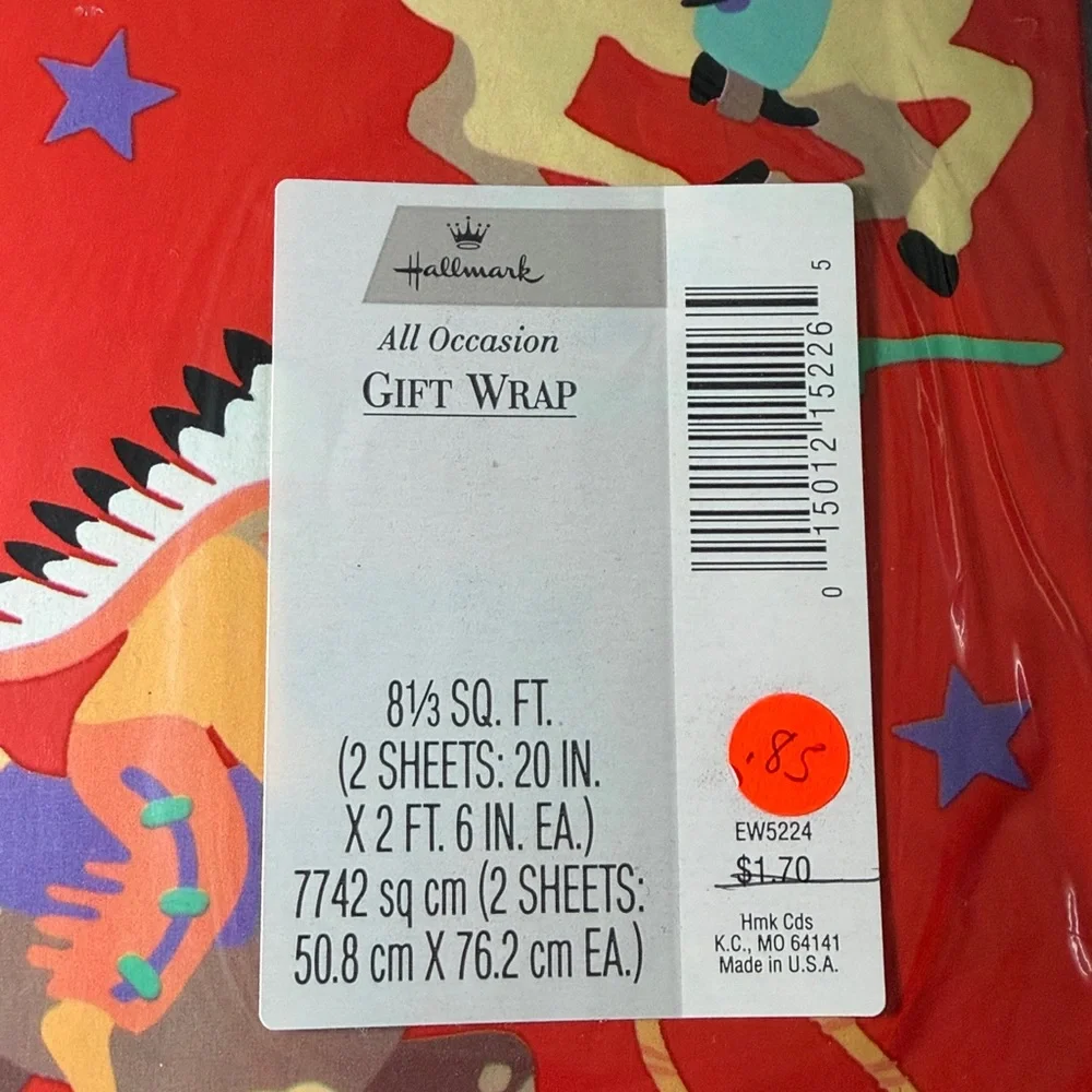 5/$25 VINTAGE Birthday Wrapping Paper Ranch Cowboy